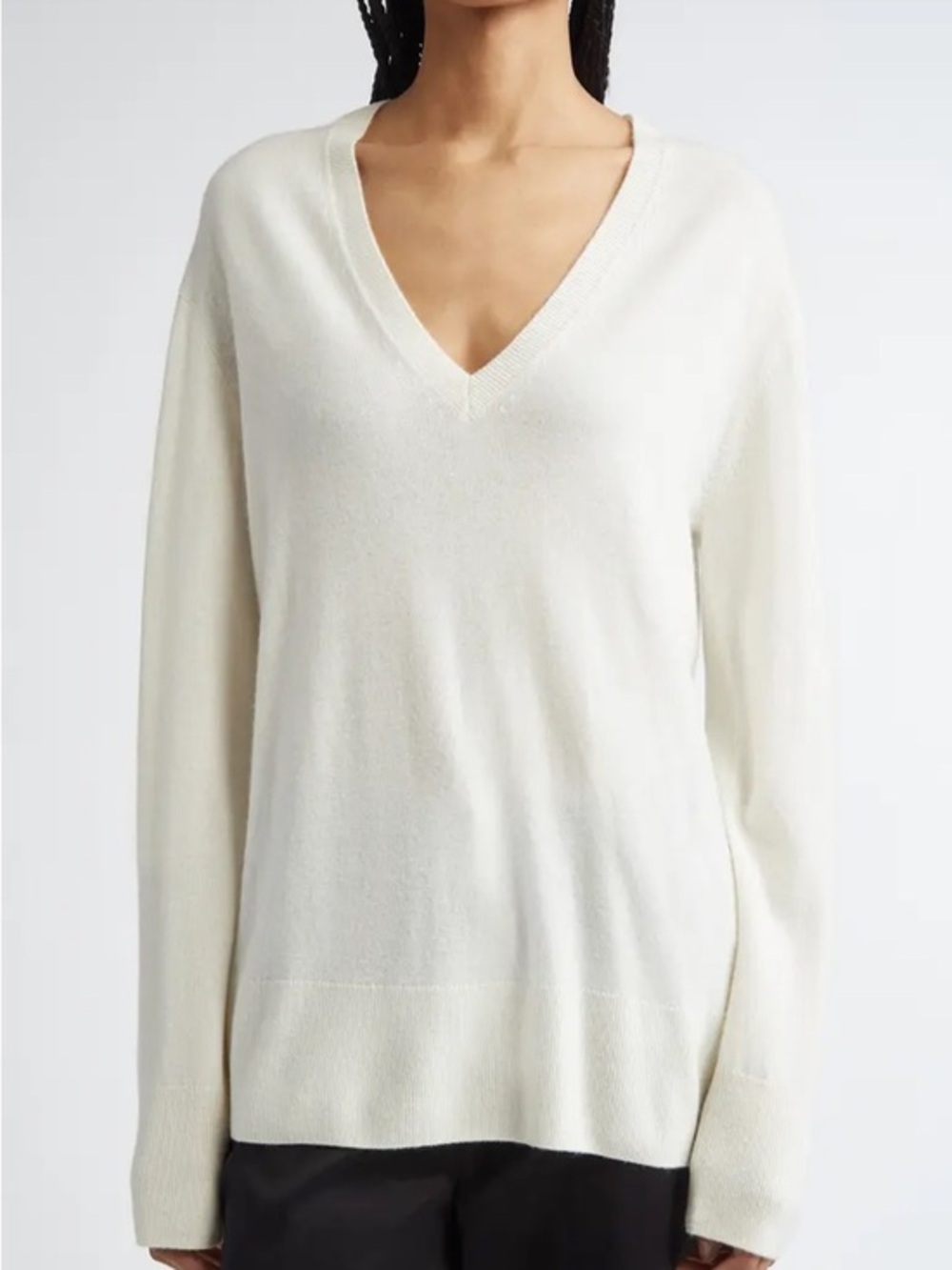 Totem Oversized V-Neck Knit Sweater Ecru Size Small Like New Women